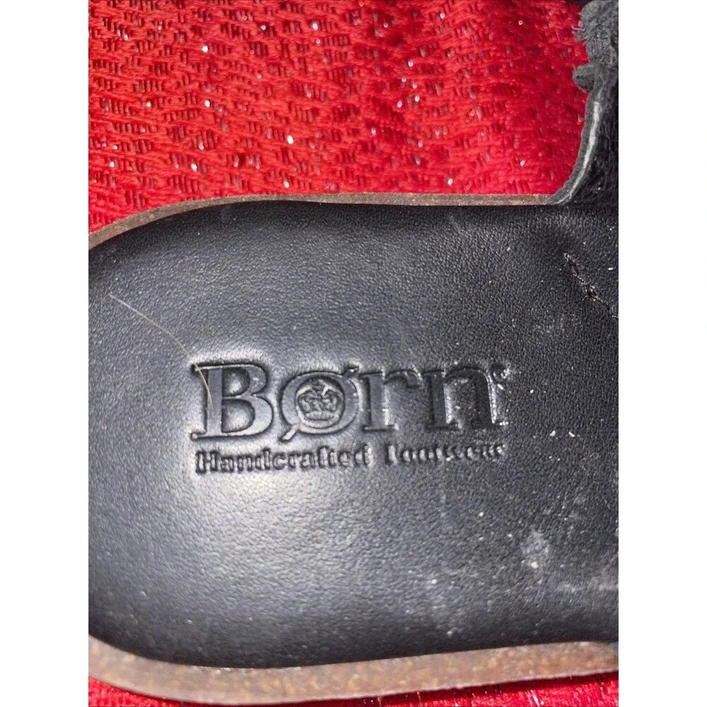 Born Cetina Sandals Womens Size 7 Shoes Black Brown Leather Slip On Thong Toe